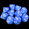 TDSO Opaque Blue 10 x D10 Dice Set