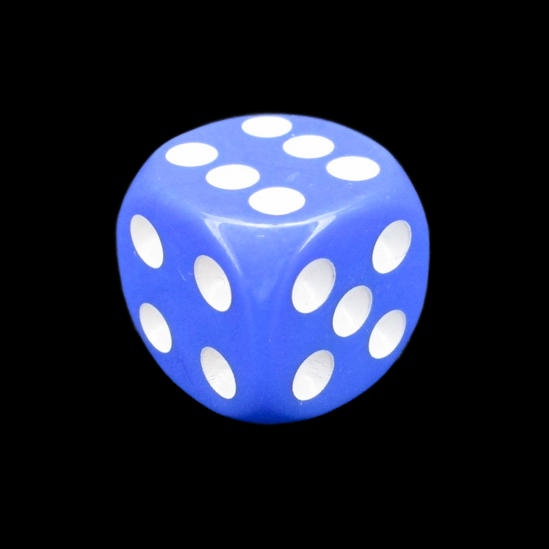 TDSO Opaque Blue & White 16mm D6 Spot Dice