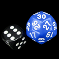 TDSO Opaque Blue &amp; White Spindown  / Countdown 25mm D30 Dice