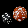 TDSO Opaque Brown &amp; White Spindown  / Countdown 25mm D30 Dice