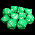 TDSO Opaque Green 10 x D10 Dice Set