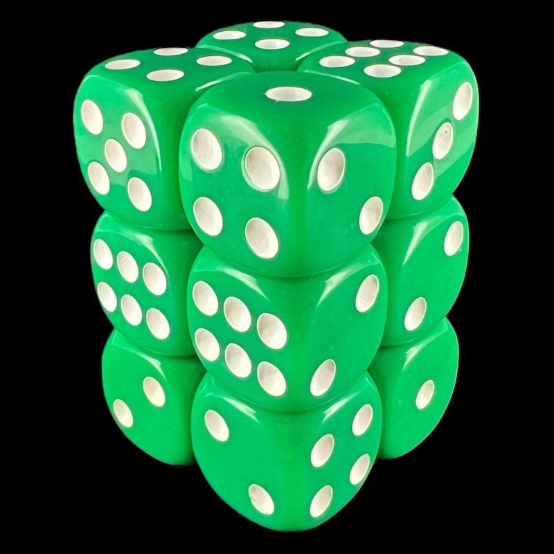 TDSO Opaque Green 12 x D6 Dice Set