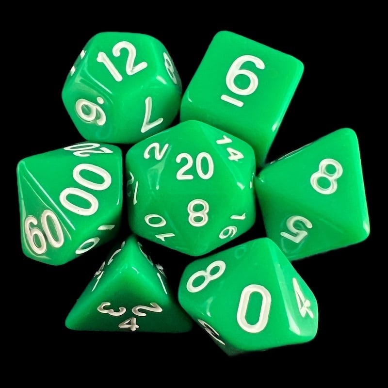 TDSO Opaque Green 7 Dice Polyset