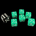 TDSO Opaque Green & White Negative Counter 12mm 6 x D6 Dice Set