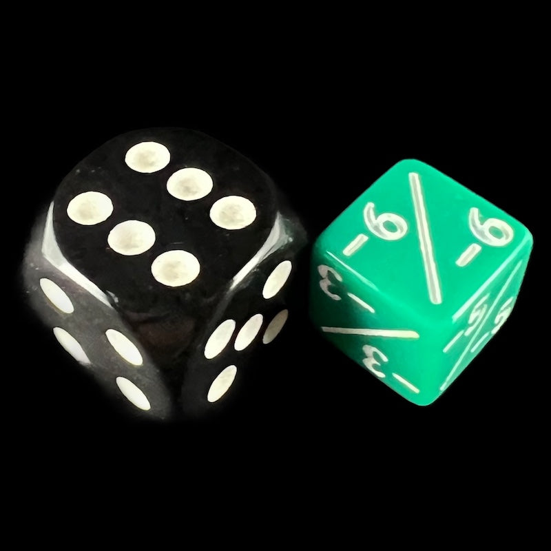 TDSO Opaque Green & White Negative Counter 12mm D6 Dice