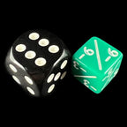 TDSO Opaque Green & White Negative Counter 12mm 6 x D6 Dice Set