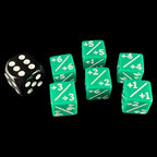 TDSO Opaque Green & White Positive Counter 12mm 6 x D6 Dice Set