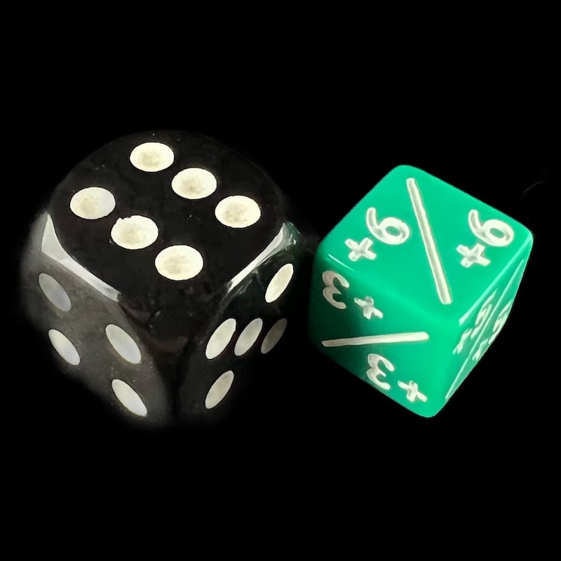 TDSO Opaque Green & White Positive Counter 12mm 6 x D6 Dice Set