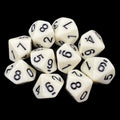 TDSO Opaque Ivory 10 x D10 Dice Set