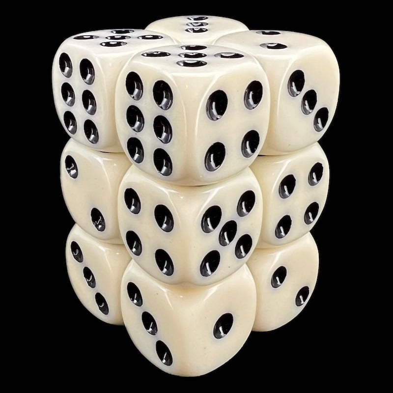 TDSO Opaque Ivory 12 x D6 Dice Set