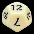 TDSO Opaque Ivory & Black D12 Dice