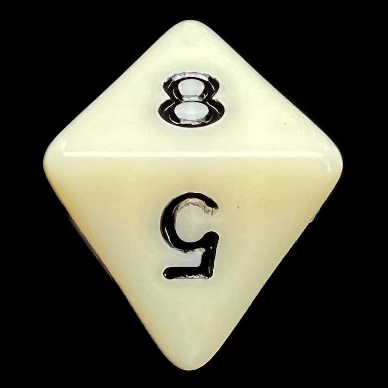 TDSO Opaque Ivory & Black D8 Dice