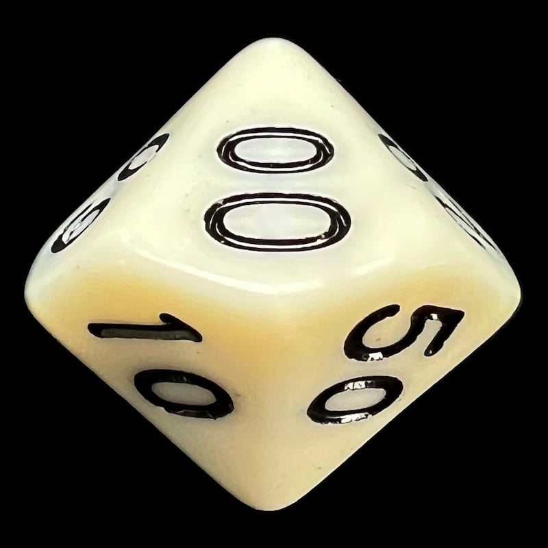 TDSO Opaque Ivory & Black Percentile Dice