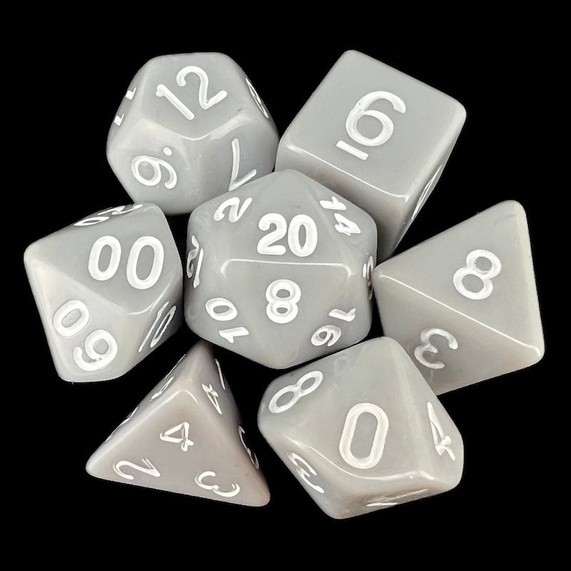 TDSO Opaque Light Grey & White 7 Dice Polyset