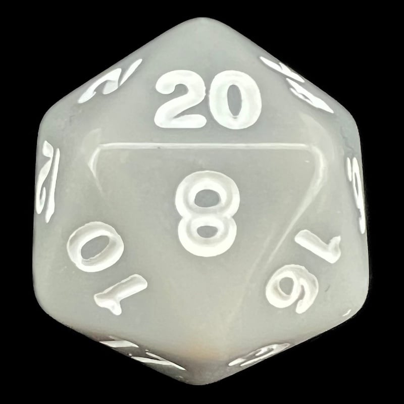 TDSO Opaque Light Grey & White D20 Dice
