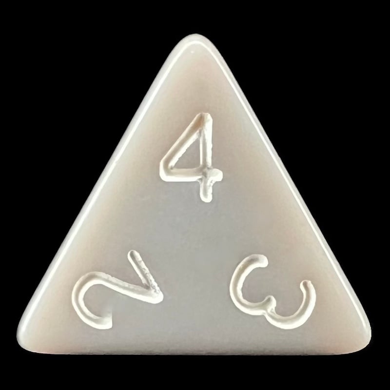 TDSO Opaque Light Grey & White D4 Dice