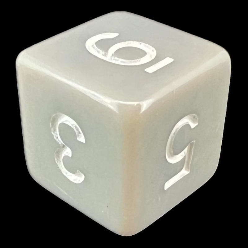 TDSO Opaque Light Grey & White D6 Dice