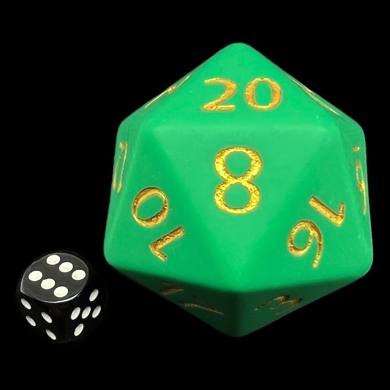 TDSO Opaque Matte Green & Gold MASSIVE 55mm TITAN D20 Dice