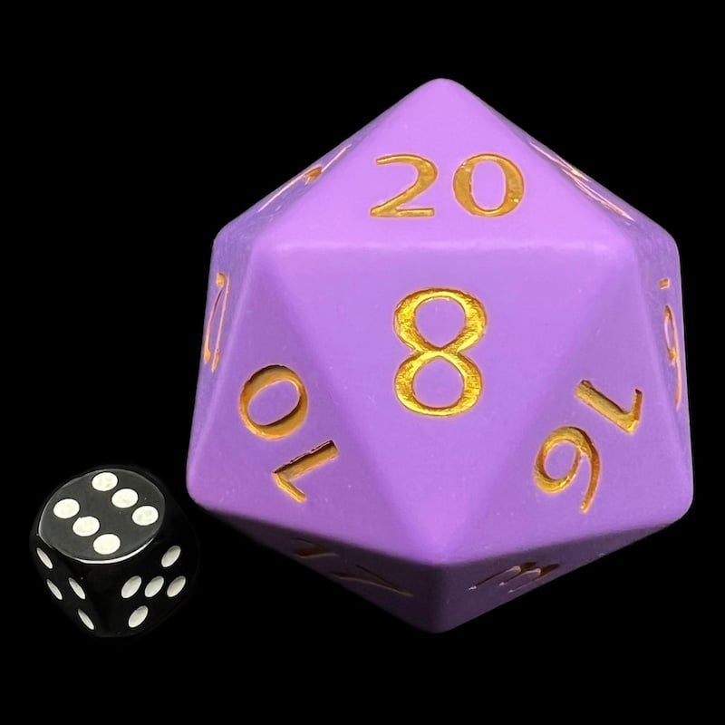 TDSO Opaque Matte Purple & Gold MASSIVE 55mm TITAN D20 Dice