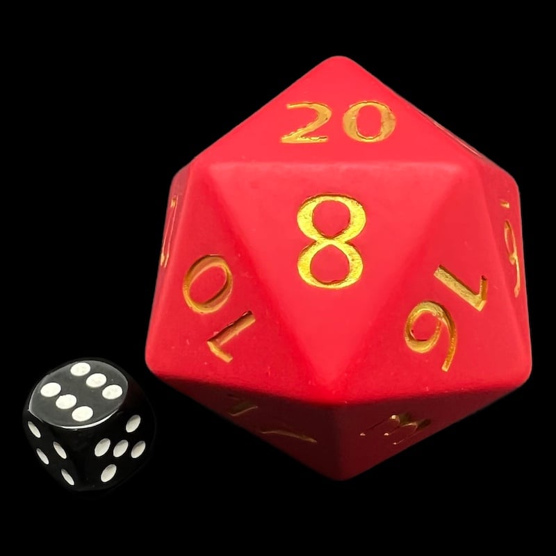 TDSO Opaque Matte Red & Gold MASSIVE 55mm TITAN D20 Dice