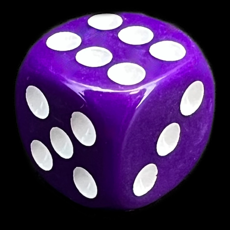TDSO Opaque Purple 16mm D6 Spot Dice