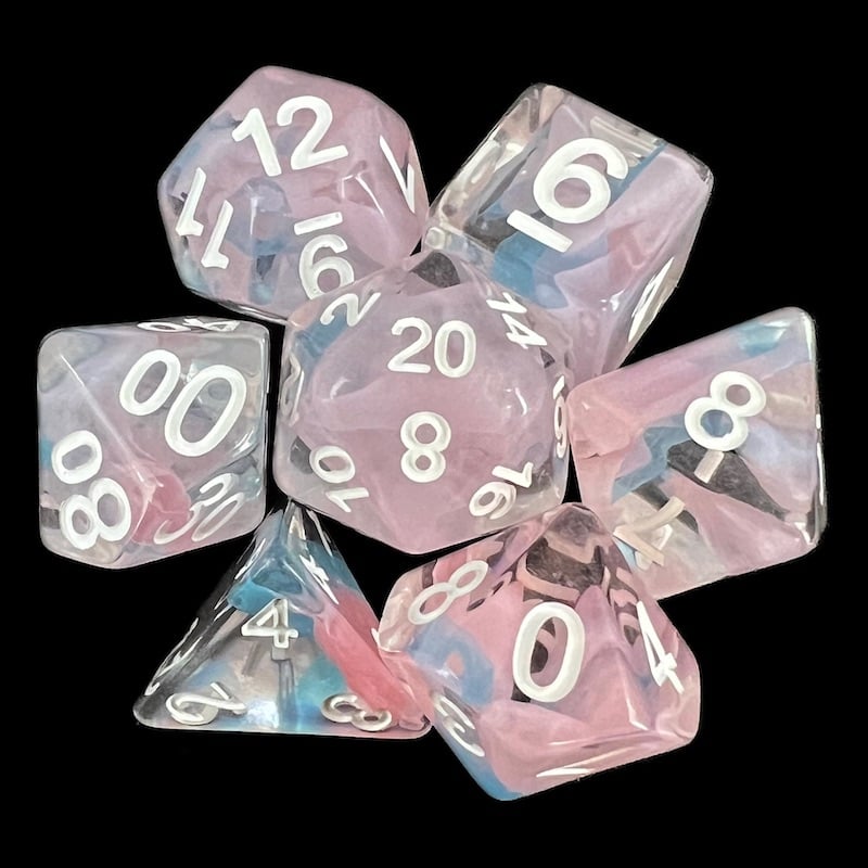 TDSO Ribbon Pink Butterfly 7 Dice Polyset