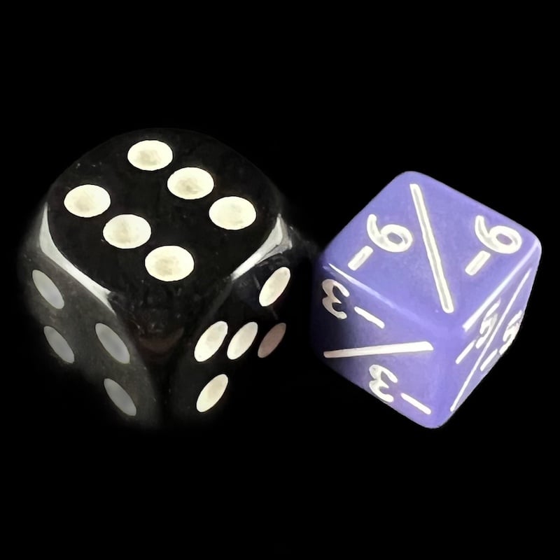 TDSO Opaque Purple & White Negative Counter 12mm D6 Dice