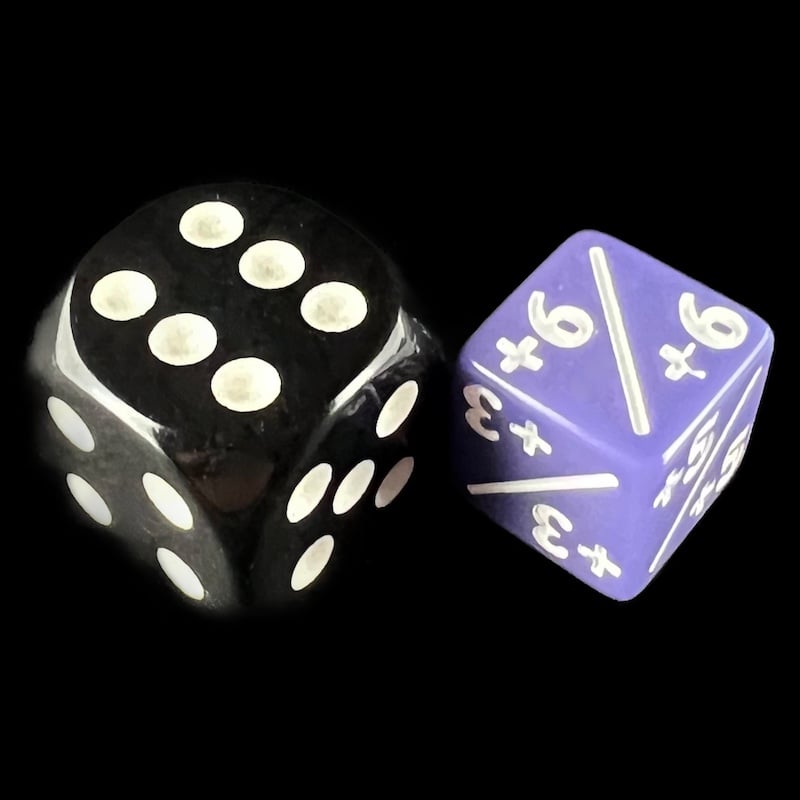 TDSO Opaque Purple & White Positive Counter 12mm 6 x D6 Dice Set