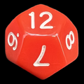 TDSO Opaque Red & White D12 Dice