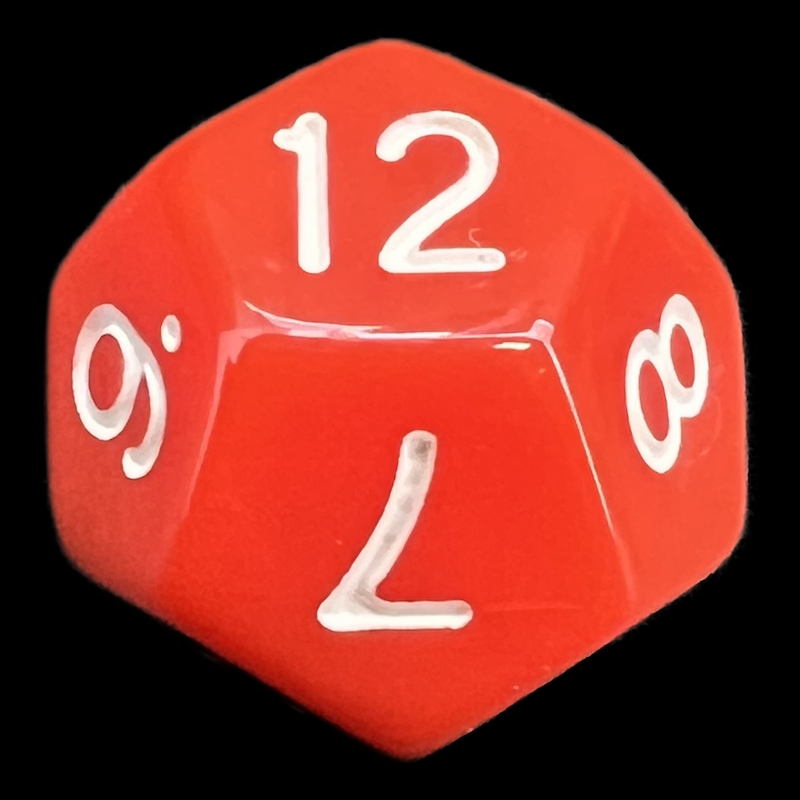 TDSO Opaque Red & White D12 Dice