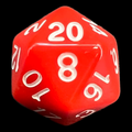 TDSO Opaque Red & White D20 Dice