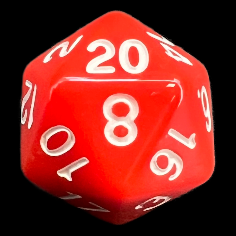 TDSO Opaque Red & White D20 Dice
