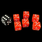 TDSO Opaque Red & White Negative Counter 12mm 6 x D6 Dice Set