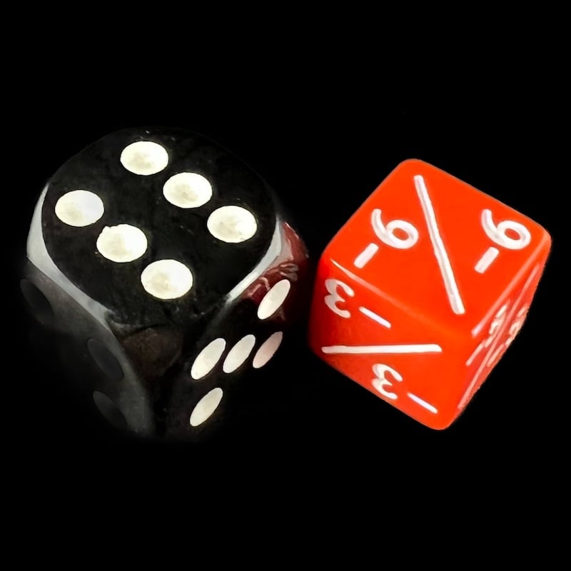 TDSO Opaque Red & White Negative Counter 12mm 6 x D6 Dice Set