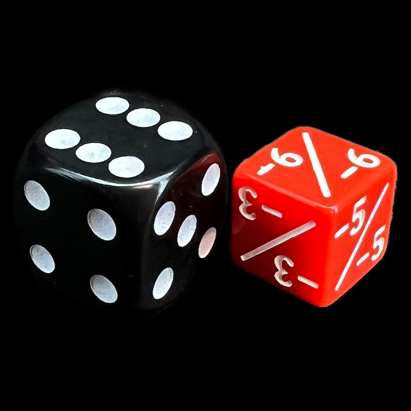 TDSO Opaque Red & White Negative Counter 12mm D6 Dice