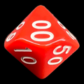 TDSO Opaque Red & White Percentile Dice
