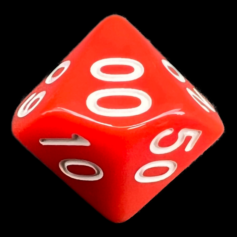 TDSO Opaque Red & White Percentile Dice