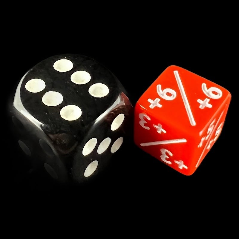 TDSO Opaque Red & White Positive Counter 12mm 6 x D6 Dice Set