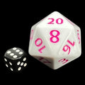TDSO Opaque White & Pink LARGE 40mm TITAN D20 Dice
