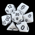 TDSO Opaque White & Black 7 Dice Polyset