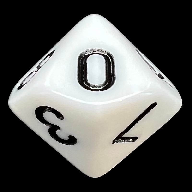 TDSO Opaque White & Black D10 Dice
