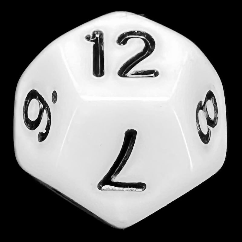 TDSO Opaque White & Black D12 Dice