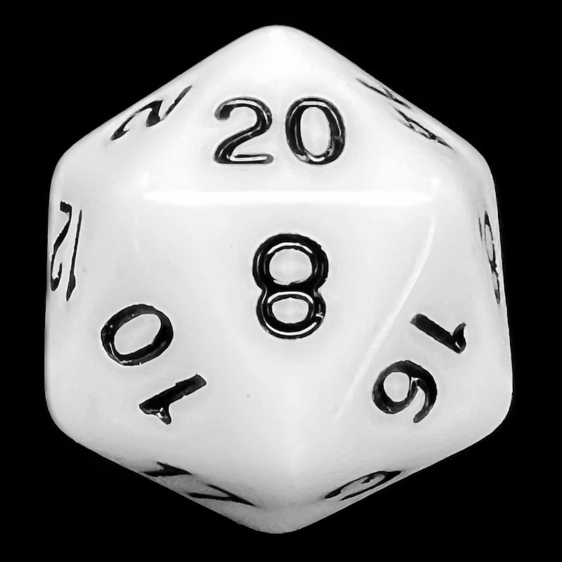 TDSO Opaque White & Black D20 Dice