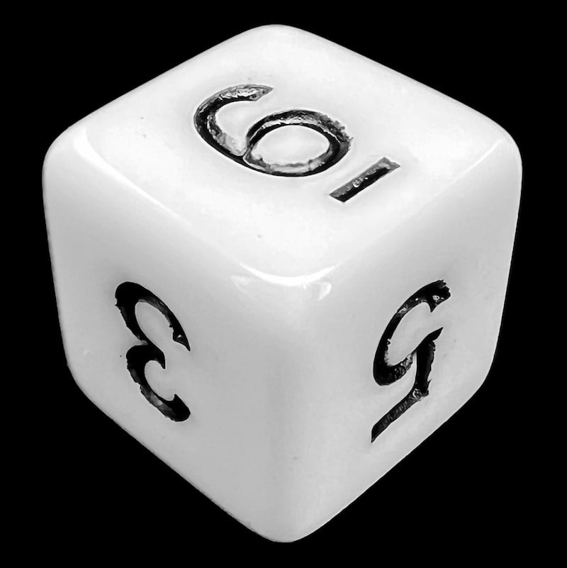 TDSO Opaque White & Black D6 Dice