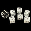 TDSO Opaque White & Black Negative Counter 12mm 6 x D6 Dice Set