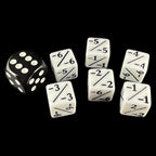 TDSO Opaque White & Black Negative Counter 12mm 6 x D6 Dice Set