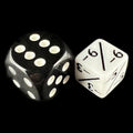 TDSO Opaque White & Black Negative Counter 12mm D6 Dice