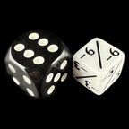 TDSO Opaque White & Black Negative Counter 12mm 6 x D6 Dice Set