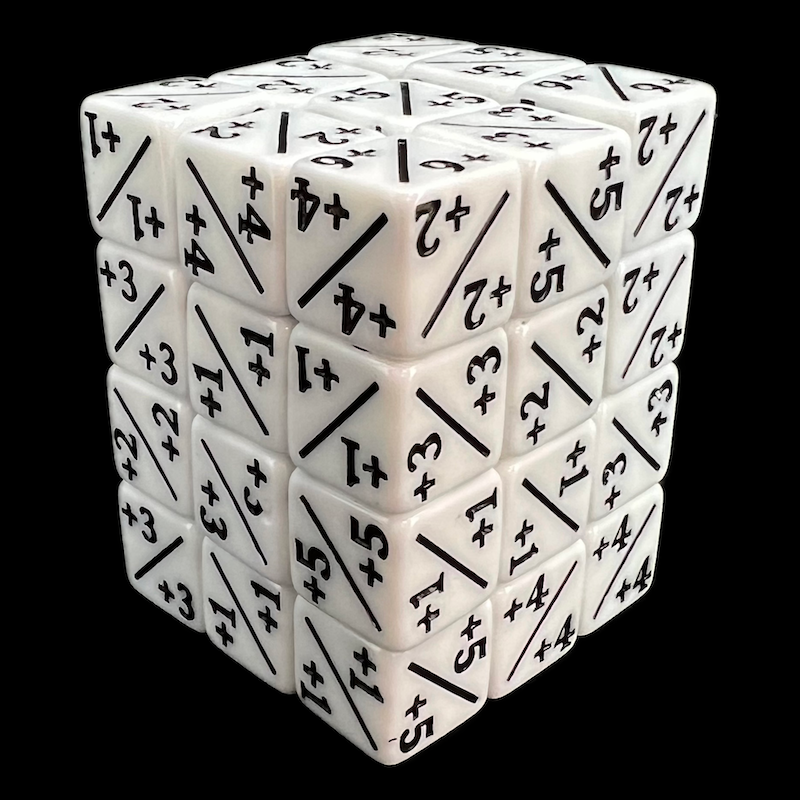 TDSO Opaque White & Black Positive Counter 12mm 36 x D6 Dice Set