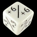 TDSO Opaque White & Black Positive Counter D6 Dice
